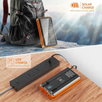 Solar Power Bank Portable Charger 52800mAh 5V/3A Fast Charging Battery Pack with Built in 4 Cables 2 Outputs & LED Flashlight for All Mobile Devices Camping Traver Outdoor