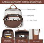 Travel Backpack for Women, Fits 17.0" Notebook, Stylish Carry-on Vegan Leather Backpack with Luggage Strap for Travel and Daily Use