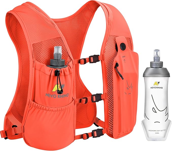 Running Vest with 350 ML TPU Soft Flask, Small Running Water Vest -Adjustable Chest Straps, Lightweight Hydration Vest Pack for Trail Marathon Hiking Cycling for Women Men Mini