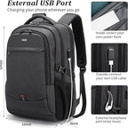 DUSLANG 17 Inch Laptop Backpack for Travel Water Resistant College Backpack for Men Women Laptop Bag with USB Charging Port Key Hanging Ornament Christmas Decorative,Black