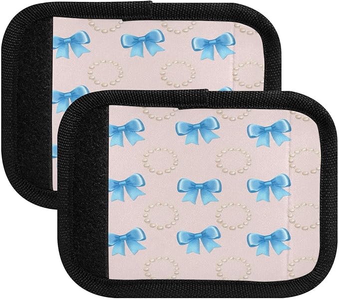 Bow Tie 4 Pack Neoprene Suitcase Wraps, Luggage Handle Wraps with ID Tag, Non-Slip Suitcase Handle Covers for Travel, Bag Strap Pad