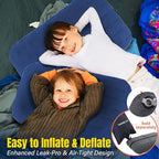 TREKOLOGY Camping Pillow - Large Inflatable (24"x15") for Home-Like Comfort, Portable & Ergonomic, Easy to Clean, Durable & Leak-Proof, Removable Strap for Secure Fit – ALUFT Ultra (Blue)