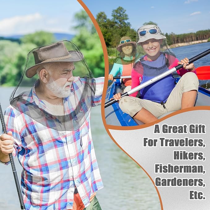 HESTYA 4 Pack Mosquito Head Net Face Mesh Protecting Net for Outdoor Hiking Camping Climbing Mosquito Fly Insects Preventing(Grey)