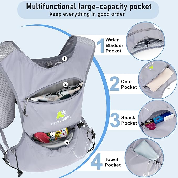 Running Vest with Water Bladder 1.5 Liter, Small Hydration Water Vest, Lightweight Hydration Pack Multi-Pocket 11x - for Hiking Race Trail Marathon for Women Men