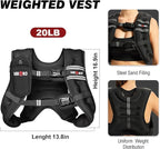 Weighted Vest, 6lbs/8lbs/12lbs/16lbs/20lbs/25lbs/30lbs Weights Vest for Women Men with Reflective Stripe for Workout, Strength Training, Running, Walking