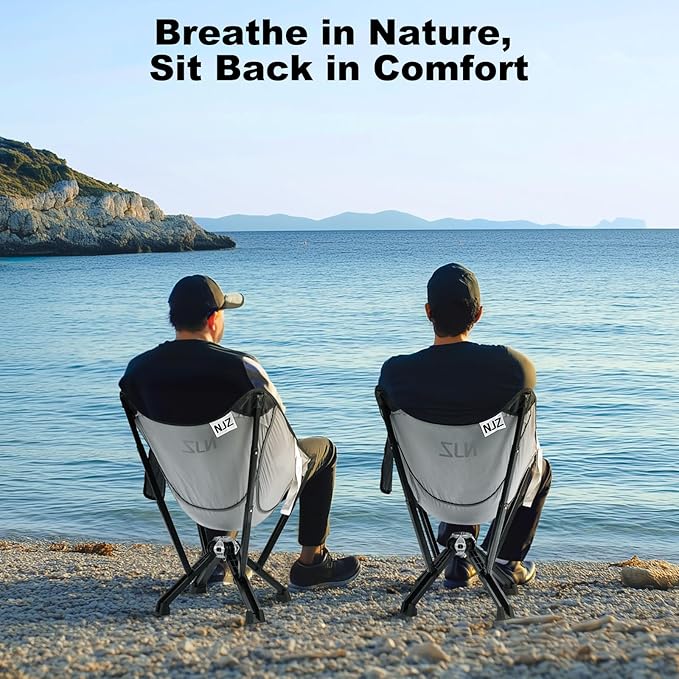 Folding Camping Chairs - 600 LBS Capacity Heavy Duty Camping Chair, Compact Folding Chair with Quick Setup & Carry Bag - Portable Camp Chair for Travel, Sports, Lawn, Beach - Silver