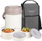 Adults Lunch Vacuum Soup Thermo For Hot Food with Inserts Stackable Bento Box Storage Container,Width Mouth Stainless Steel Portable Insulated Food Jar (white, 74 oz)