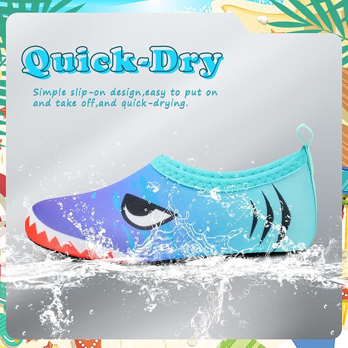 Deevike Kids Water Shoes Boys Grils Barefoot Quick Dry Aqua Socks Beach Shoes for Toddler Sports Swim Surf Outdoor Walking