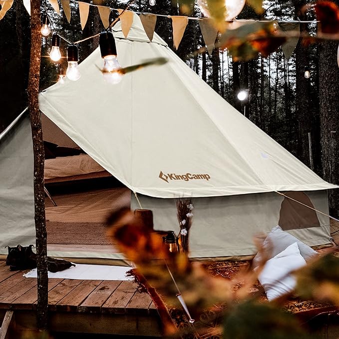 KingCamp Canvas Bell Yurt Tents, 4 Seasons Large Waterproof & Windproof Luxury Glamping Tent w/Stove Jack for Family Outdoor Camping, Hunting, Parties