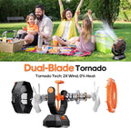 AJVV Camping Fan Rechargeable, Battery Powered Fan With Remote Controller, LED Light, Dual Motors, Stepless Speed, 45°/90°/270° Swing,Timer, Portable fan For Travel Tent Bedroom Beach Fishing, Orange