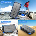 Solar Charger Power Bank 49800mAh Wireless Charger QC 3.0 Fast Charging Power Bank 8 Outputs 4 Inputs Solar Portable Charger Compatible with All Mobile Devices,SOS/Strobe/Strong Flashlights (Blue)