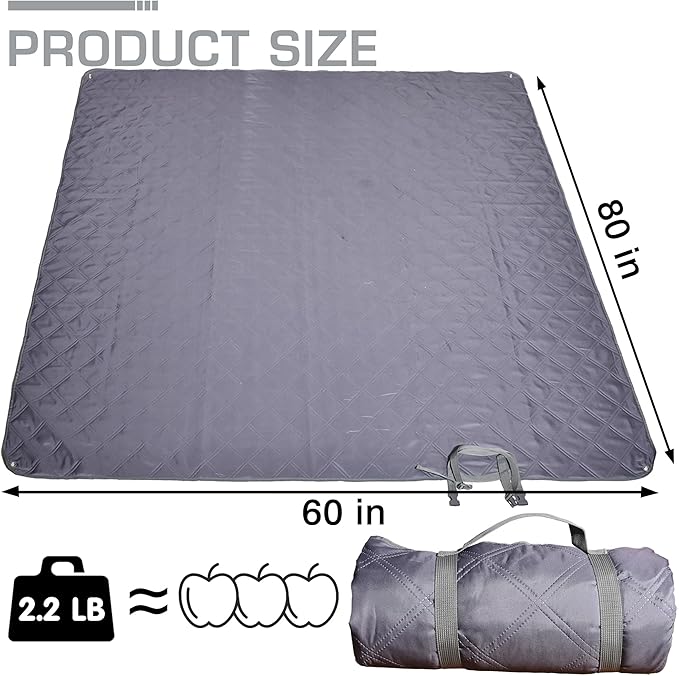 Waterproof Picnic Blanket 80 * 60 in Portable with Carry Strap for Beach Mat or Family Outdoor Camping Party, Park Blanket for Grass Park, Hiking, Travel