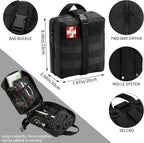 Emergency Survival Kit and First Aid Kit, Camping First Aid Survival Kit with Molle Pouch for Preparedness Outdoor Adventure, Black