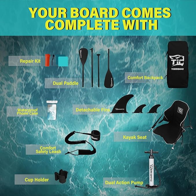 11'6"/11'/10' Inflatable Paddle Board with Complete Accessories, Versatile Premium Paddle Boards for Adults/Youth, Stand Up Paddle Board Polar/Wave/Sunny Wave Collection