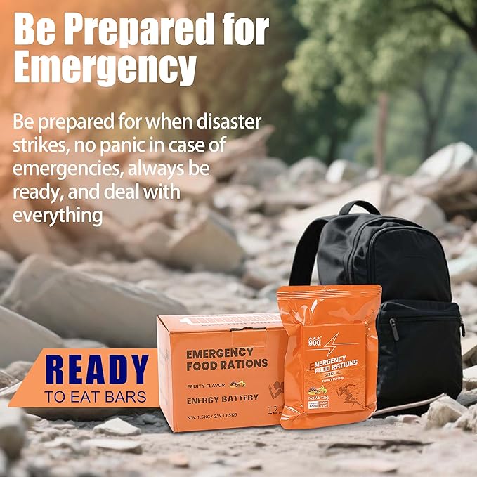 Emergency Food Bars - Fruity Hardtack, Mre Meals Military 2025, Emergency Meals Ration Bars, Camping Hiking Survival Food High Calorie Bars, 12 Count, Long Shelf Life