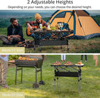 3ft Roll Top Camping Table, 2 Adjustable Heights Aluminum Folding Camping Table with Storage Net and Bag, Waterproof, Lightweight Outdoor Table 32.2” x 16”, for Travel BBQ Party Picnic, Black