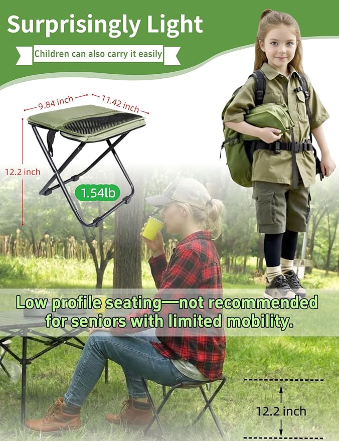 COMELY Fishing Chair Stool Portable: Ergonomic Curved Seat for Long Comfort, 700g Ultralight Backpacking Chair, 3s Set Up 4 Anti-Sink Feet, 600D Oxford Waterproof 270 Lbs for Outside Fishing Events.