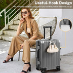 Krute Luggage 24 Inch Aluminum Frame Zipperless Suitcase with Spinner Wheels Checked Luggage PC+ABS Lightweight Hardshell