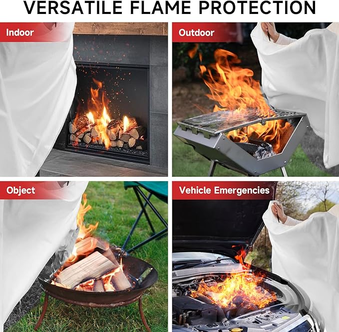 Fire Blanket Emergency for Home Kitchen - 8 Pack 40"x40" Fireproof Safety Protection Fiberglass Flame Retardant Blankets Survival Essential Kit for House Car Camping Outdoor Fireplace Grill BBQ