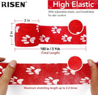 RISEN Cohesive Bandage 2” x 5 Yards, 6 Rolls, Self Adherent Wrap Medical Tape, Adhesive Flexible Breathable First Aid Gauze Ideal for Stretch Athletic
