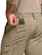 CQR Men's Flex Ripstop Tactical Pants, Water Resistant Stretch Cargo Pants, Lightweight EDC Hiking Work Pants