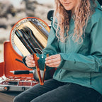 FULL WINDSOR - MAGWARE Magnetic Camping Cutlery Set - Travel Utensils for Camping, Cooking, and Outdoor Dining - Knife, Fork & Spoon - Portable Silverware with Pouch for Backpacking - Orange (3 PCS)