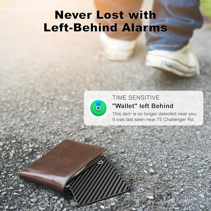 Wallet Tracker Card (iOS Only), Rechargeable Bluetooth Smart Tracking for Apple Find My Compatible Anti Tracker for Men Women Slim Item Locator for Purse Passport Key Luggage Tag (1Pcs/Black B)