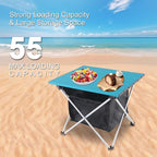 Grope Portable Camping Table Ultralight Aluminum Camp Table with Storage Bag,Beach Table for Sand with Carrying Bag,Prefect for Outdoor,Picnic,BBQ,Cooking,Festival (Blue with Storage Bag-M)
