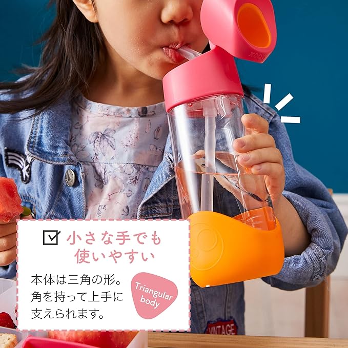 b.box Kids Water Bottle – 20oz Tritan Toddler Drink Bottle with Straw for School, Daycare, Travel w/Easy-Grip Triangular Design, Leak Proof Lid & Handle, BPA Free, Dishwasher Safe (Indigo Rose)