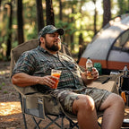 Overmont Oversized XL Camping Chair for Adults - 400lbs Support Heavy-Duty Padded Folding Chair with Side Pocket Cup Holder Cooling Bag for Outdoor Sports Garden Beach Fishing Lawn Khaki