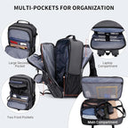 WITZMAN Carry On Travel Backpack for Men Large Convertible 45L Fit 17 Inch Laptop Backpack 3 in 1 Bag for Airline Approved(B688 Silvery Grey)