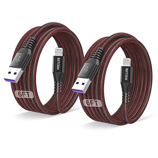 2Pack for iPhone Charger Cable 6FT,Long Lightning for Apple Charging Cord 6ft for iPhone 14/13/12/11 Pro/X/Xs Max/XR/8 Plus/7/6/5/SE,for IPad USB Charge Wire 6 Foot