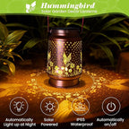 2Pcs Hummingbird Solar Lantern, Outdoor Yard Decorations Lamp Waterproof Metal Garden Patio Decor Hanging Lights for Birthday Mothers Day Women Mom Grandma Sister Friend Daughter Christma Gift Idea