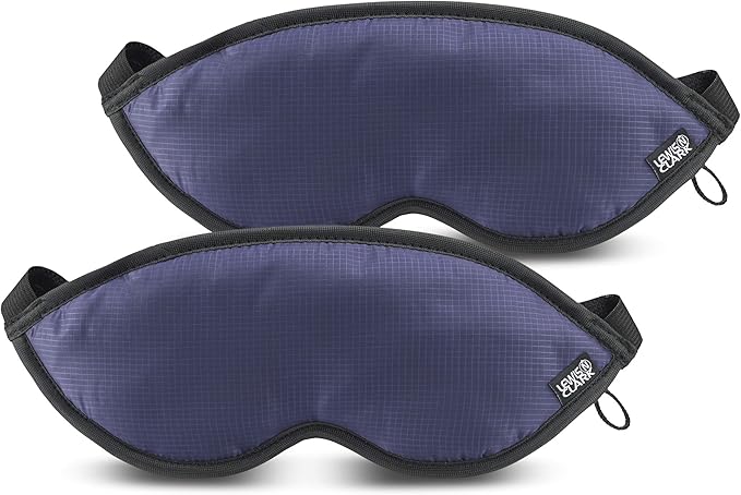 Lewis N. Clark Comfort Eye Mask + Sleep Aid to Block Light for Travel, Airplane, Hotel, Airport, Insomnia + Headache Relief with Adjustable Straps, 2 Pack, Blue