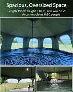 Cotton Canvas Tent Bell - Yurts Breathable and Windproof,Glamping for 6/8/10Person Family Camping