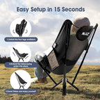 High Back Camping Chair,Outdoor Comfortable Chair for 600 LBS Capacity Oversized Camping Chair with Comfortable Backrest & Headrest, Quick Setup - Compact Folding Chair(Black)