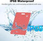 [Apple MFi Certified] Wallet Tracker Card with Apple Find My (iOS Only) Rechargeable Air Tracker Tags Bluetooth Wallet Finder IP68 Waterproof GPS Tracker Item Finder for Keys, Bags, Passport Red