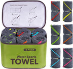 4Monster 4-Pack Quick Dry Microfiber Travel Towels – Super Absorbent, Ultra-Soft Camping Towel Set with Water-Resistant Bag, Lightweight & Compact for RV, Gym, Beach, Pool, Swimming, and Family Trips