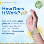 Three Lollies Preggie Anti-Nausea Wristbands – Morning Sickness Relief – Clinically Tested - Pregnancy Nausea Relief – Acupressure Wristband - Side Effect Free - 1 Count (2 Wristbands) – Beige