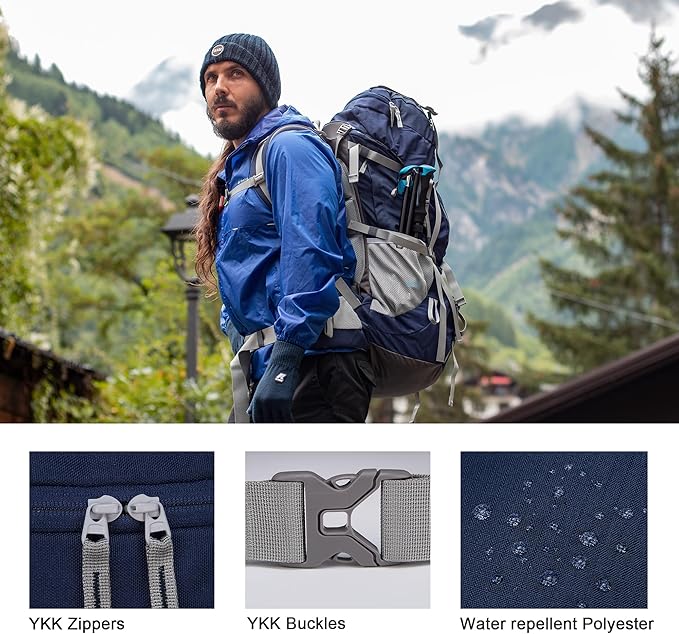 MOUNTAINTOP 70L Internal Frame Backpack Camping Backpacking Hiking Backpack for Men Women with Rain Cover