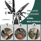 Multitool Pliers, 21-in-1 Multi Tool with Self-Locking & Sheath, Stainless Steel Pocket Knife, Screwdriver, Perfect for EDC Outdoor Survival Camping Hiking, Simple Repair, Survival Gear Gift