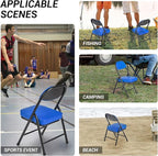 Mini Padded Folding Chairs, Garage Stool, Portable Camping Chair with Cushion, Lightweight Lawn Chair, for Outdoor Sports Events, Patio, Fishing, Hiking, Hunting, Picnic, Beach (Blue)