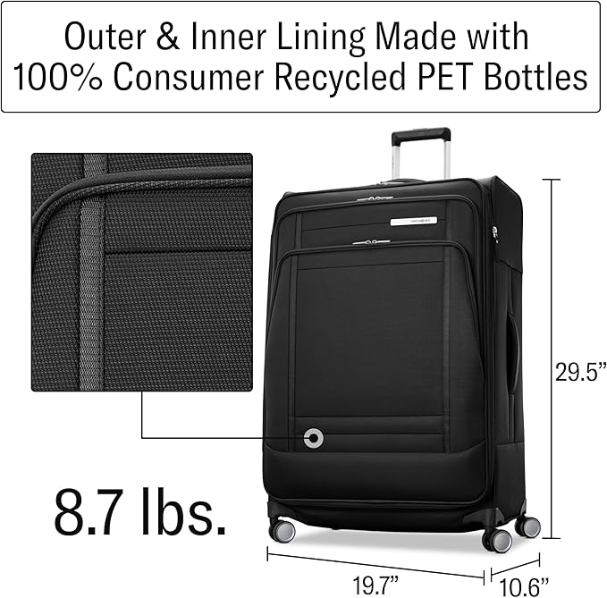 Samsonite UpLIFT Lightweight Large Checked Softside Luggage with Spinner Wheels - Expandable - Airline-Approved, Polyester Soft Suitcase for Ultra Light Travel - Elemental Blue