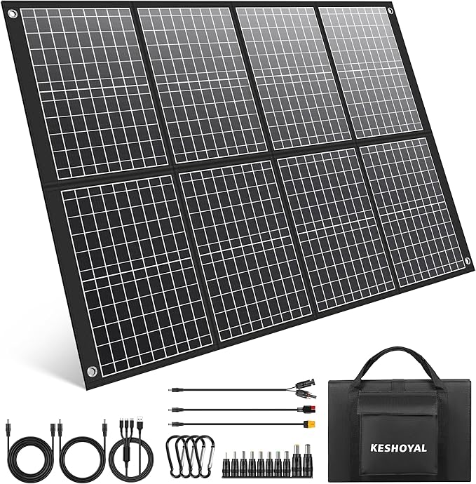 100 Watt Portable Solar Panels,100w Foldable Solar Panel for Power Station Camping Hiking Off-Grid Living, Monocrystalline Folding Panels Solar with 5V USB 18V DC Output