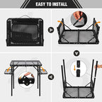 REDCAMP 35x16 Folding Grill Table for Outside with 2 Side Tables, 4 Adjustable Heights Portable Small Stand Table for Outdoor Indoor Camping Picnic BBQ