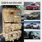 Universal Tactical Car Seat Back Organizer Bag Tactical Molle Vehicle Organizers Panel Vehicle Protector Organizers with 5 Detachable Pouches for Car Truck Ford Jeep (CP camo)