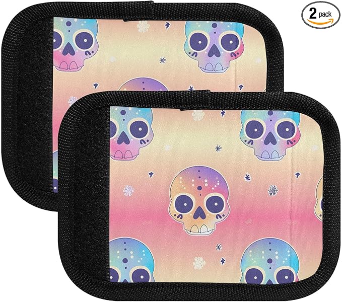 Skull Pinks Luggage Handle Wrap for Suitcase Luggage Tags Handle Covers Identifiers Soft Decorations Travel Accessories 2 Pack
