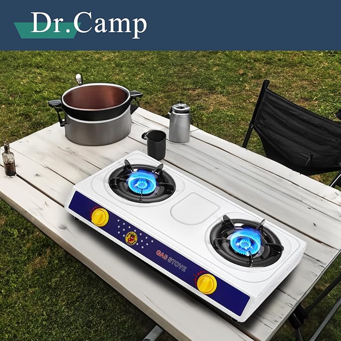 2 Burner Camping Stove with white color