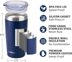 SUNWILL Travel Coffee Mug with Lid, 20 oz Tumbler Set of 2, Insulated Stainless Steel Cup for Water, Tea, Powder Coated Wine & Navy