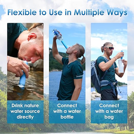 Waterdrop Water Filter Straw, Water Purifier Survival for Camping, Travel, Backpacking and Emergency Preparedness, Water Filtration System Survival, 4 Pack